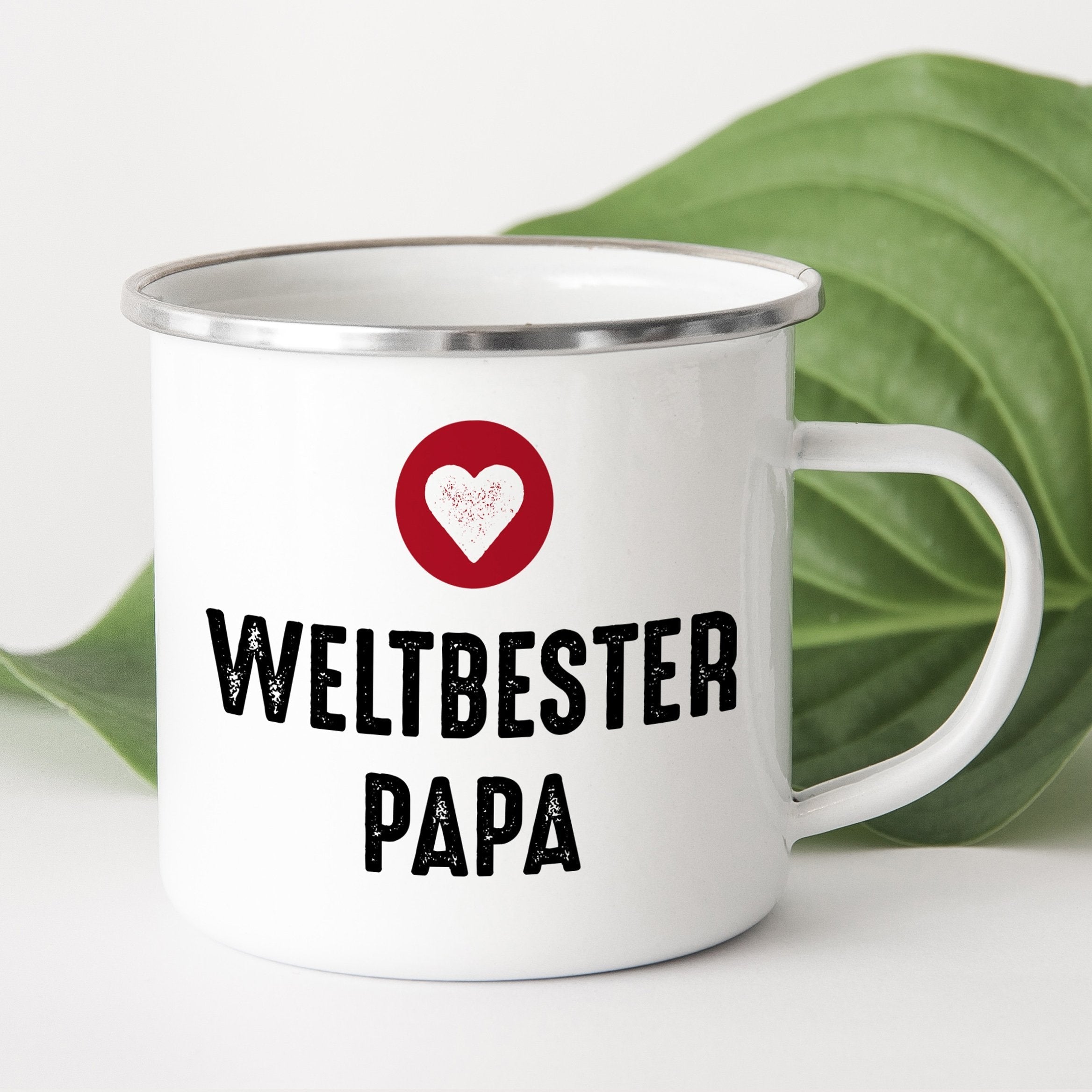 Emaille Tasse "Weltbester Papa" - Individuelle Einladung